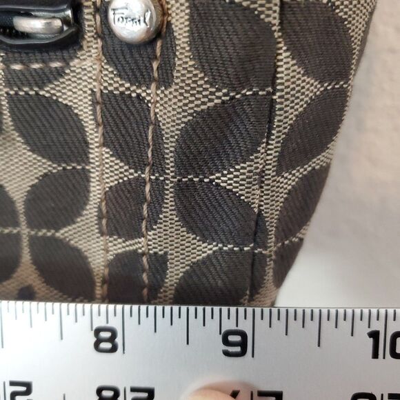 Fossil Signature Crossbody Bag Canvas Medium Pockets Black Purse Y2k‎ 90s - Picture 4 of 15